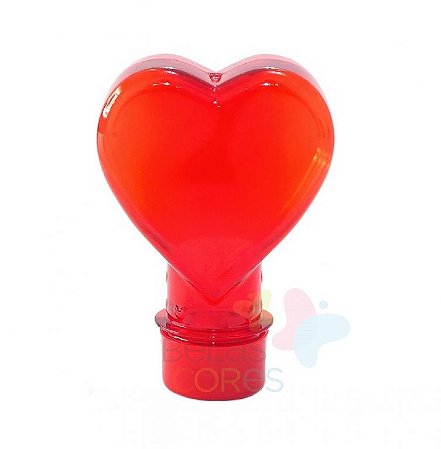 Tubete Pet Coração Vermelho 100 ml Tampa Vermelha - 10 unidades