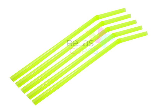 Canudo Flexível Neon Amarelo - 50 unidades