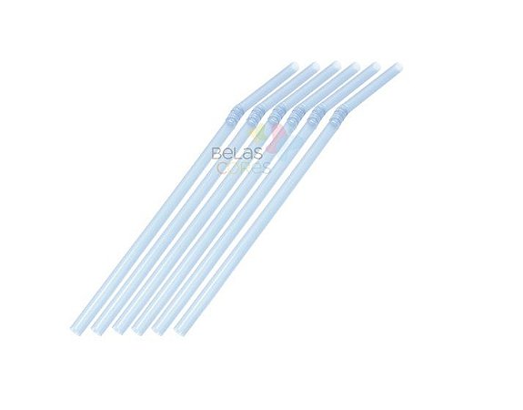Canudo Flexível Neon Azul - 50 unidades