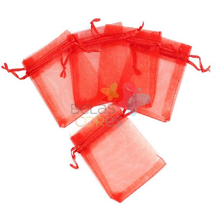 Saquinho de Organza 7x9 cm Vermelho - 50 unidades