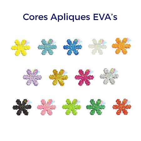 Mini Aplique de EVA Glitter Modelo Gelo/Neve  - Diversas Cores - Tamanho P - 50 unidades