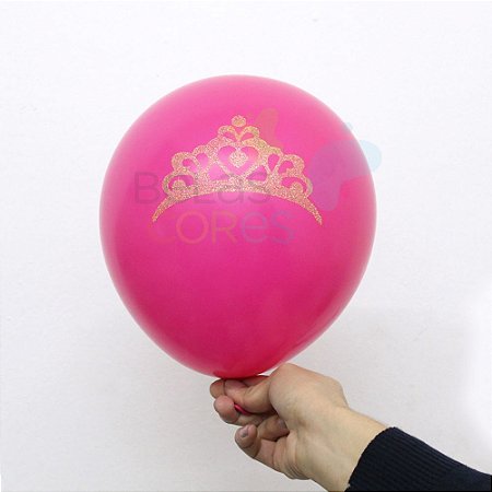 Balão/Bexiga Pink Coroa Glitter Nº 11 - 12 unidades
