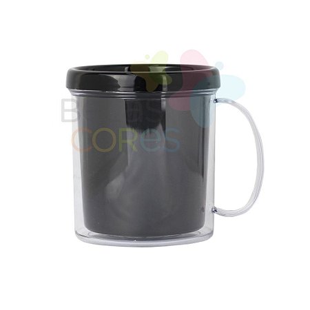 Caneca Acrílica com Rosca Preta - 1 unidade