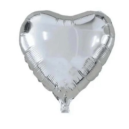 Balão de Coração Metalizado 40cm cor Prata