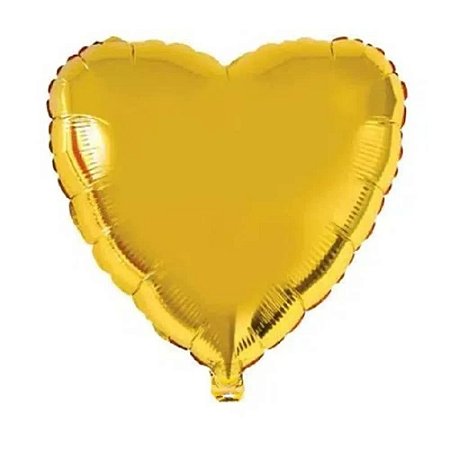 Balão de Coração Metalizado 40cm cor Dourado