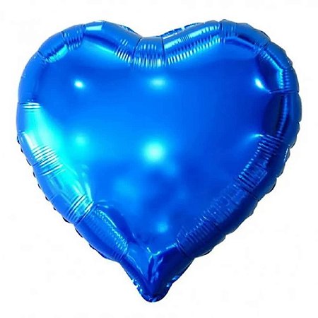 Balão de Coração Metalizado 40cm cor Azul Escuro