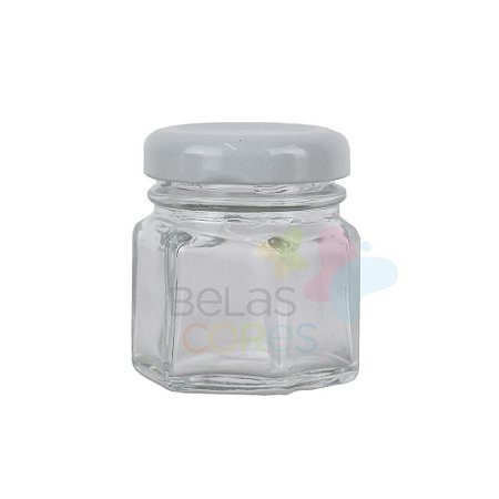 Pote de Papinha de Vidro Sextavado 30gr - Branco - 10 Unid