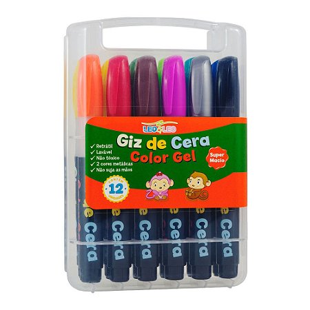 Giz de Cera Color Gel Leo e Leo - 12 Cores