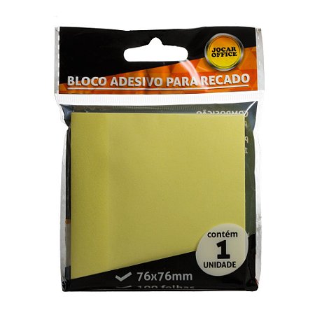 Bloco Adesivo de Recado 76x76mm Jocar Office - 100 Folhas