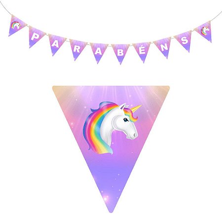 10 Bandeirolas Triangular Unicornio