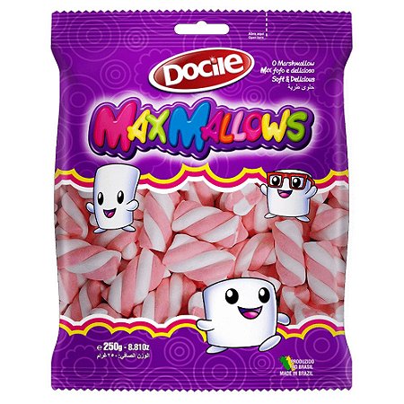 Maxmallows Marshmallow Twist Rosa e Branco Docile 250g