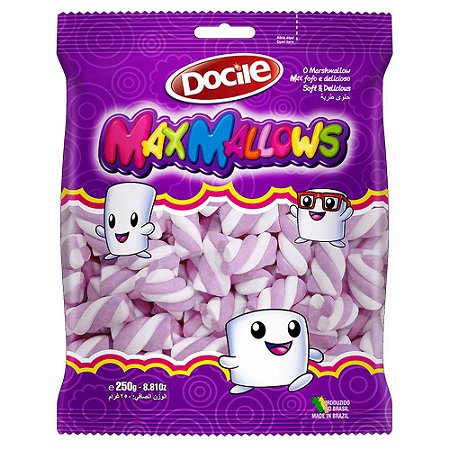 Maxmallows Marshmallow Twist Roxo e Branco Docile 250g