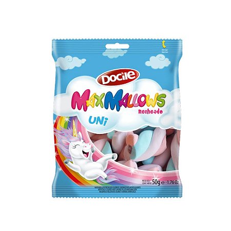 Maxmallows Marshmallow Recheado Twist Colorido Unicórnio Docile 50g