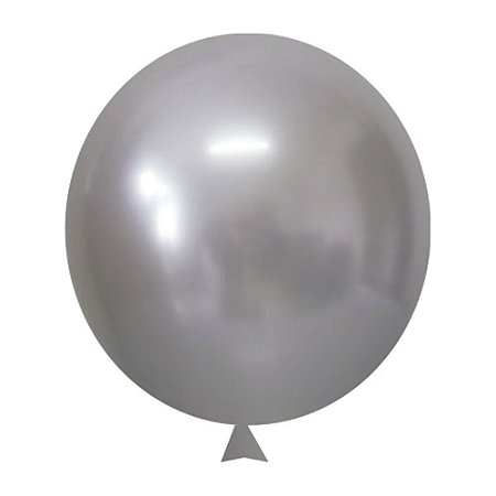 Balão / Bexiga Metalizado Alumínio Prata N°09 - 25 Unidades