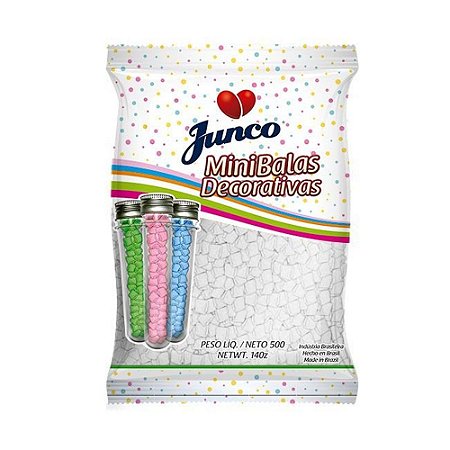 Mini Balas Decorativas Junco Branco Sabor Coco 500g