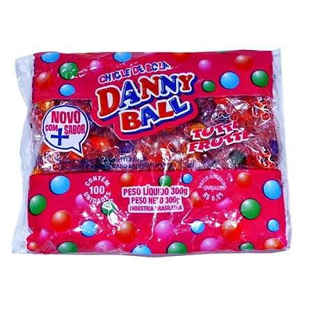 Goma de Mascar Chicle de Bola Danny Ball Tutti Frutti 300g (+/- 100 Unidades)