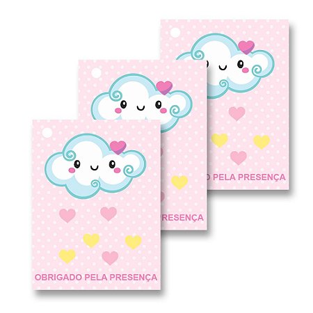 30 Tags Chuva de Amor Menina 4x3cm