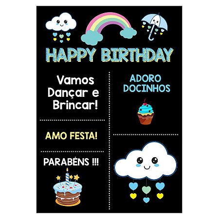 Chalk Board Chuva de Amor Menino 31x44cm - 1 Unidade