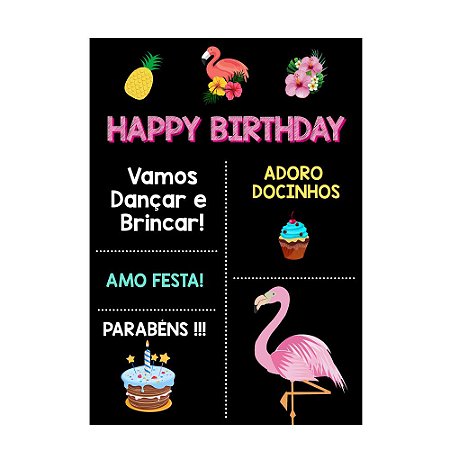 Chalk Board Flamingo Abacaxi 22x32cm - 1 Unidade