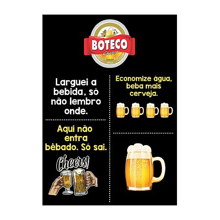 Chalk Board Boteco Preto e Branco 22x32cm - 1 Unidade