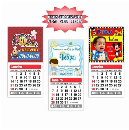 Imã de Geladeira Personalizado com Calendário Ano 2024