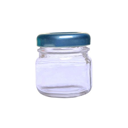 Pote de Papinha de Vidro Redondo 40ml Azul - 10 Unidades