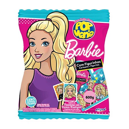 Pirulito Barbie Pop Mania Sabor Framboesa 600g com 50 Unidades