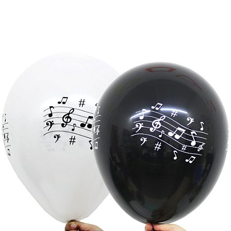 Balão Bexiga Notas Musicais Sortido Nº 11 28cm - 25 Unidades