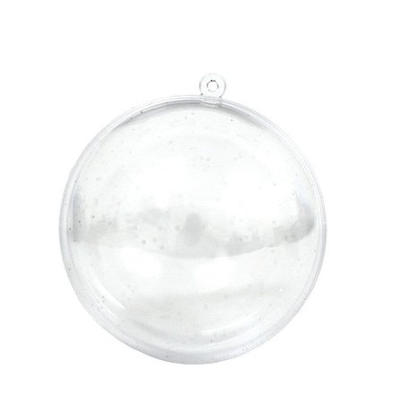 Bola ou Esfera Acrílica Transparente com Glitter  6,5cm - 3 unidades