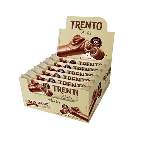 Caixa Chocolate Trento 32g Recheado Sabor Avelãs com 16 Unidades
