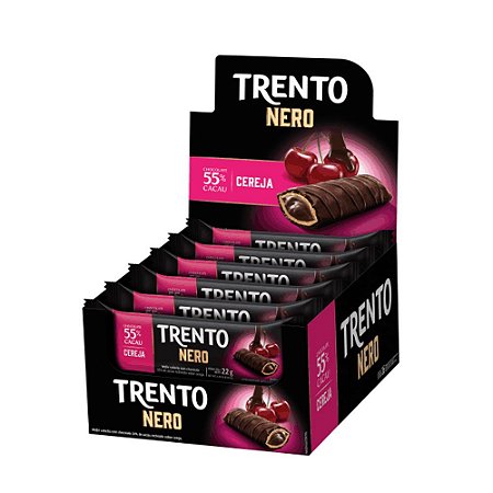 Caixa Chocolate Trento Nero 22g com Recheio de Cereja com 16 Unidades