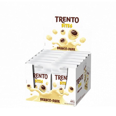 Caixa Chocolate Branco Trento Bites Recheio Dark 40g com 12 Unidades