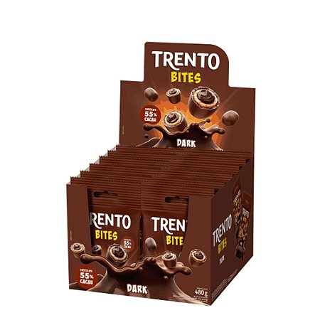 Caixa Chocolate Trento Bites Recheio Dark 40g com 12 Unidades