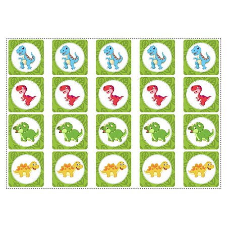 20 Adesivos Dinossauros Baby Redondo 4,7cm - Empório das Lembrancinhas /  Belas Cores