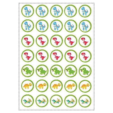 20 Adesivos Dinossauros Baby Redondo 4,7cm - Empório das Lembrancinhas /  Belas Cores