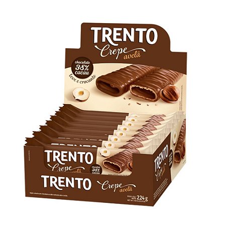 Caixa Chocolate Trento Crepe Avelã 14g com 16 Unidades