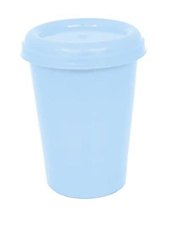 Copo plástico 250ml com tampa Azul Claro - 10 unidades