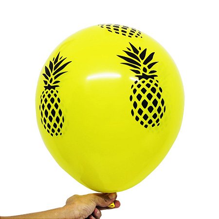 Balão Bexiga Festa Abacaxi amarela  Nº 11 28cm - 25 Unidades