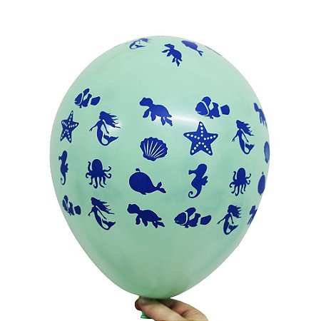 Balão Bexiga Festa Fundo do Mar Sortido Nº 11 28cm - 25 Unidades