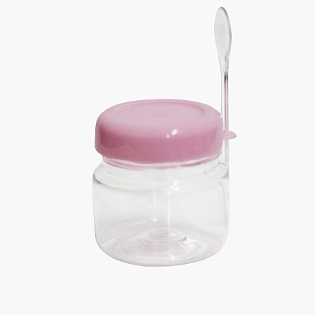 Pote para Brigadeiro 50ml Tampa Rosa de rosca com Colher - 10 Unidades