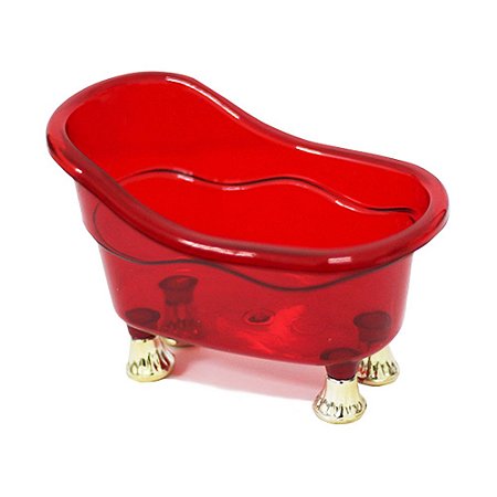 Banheirinha Vermelha  Pequena Com  PÉ Dourado  - 1 unidade