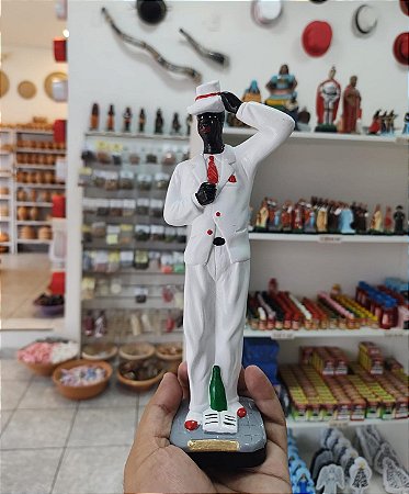 Imagem Seu Zé Pilintra Segurando a Cartola 20cm em Gesso