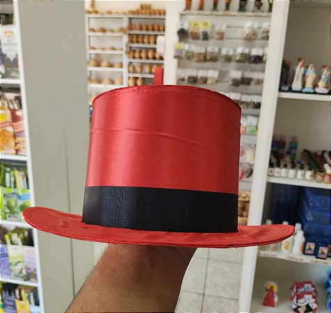 Cartola Alta Vermelha com Fita Preta – Elegância, Estilo e Excelente Acabamento