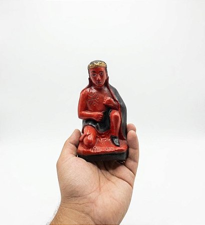 Imagem Exu Rei em Gesso Pele Vermelha – Escultura Religiosa para Altar, Umbanda e Quimbanda