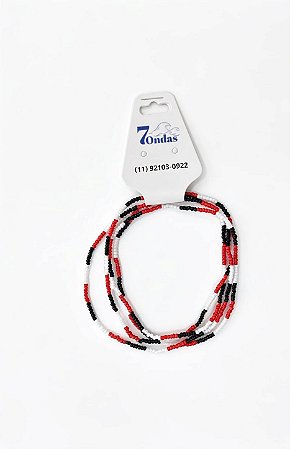 Guia Tricolor de Miçangas Fina Vermelha, Preta e Branca – Colar Religioso para Umbanda