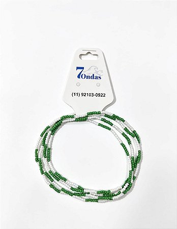 Guia Bicolor de Miçangas Branca e Verde – Guia Religiosa Fina de Oxóssi para Umbanda