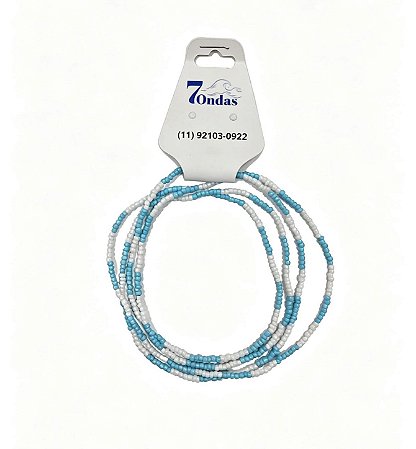 Guia de Miçangas Branca e Azul-Claro – Guia Religiosa Fina de Iemanjá para Umbanda