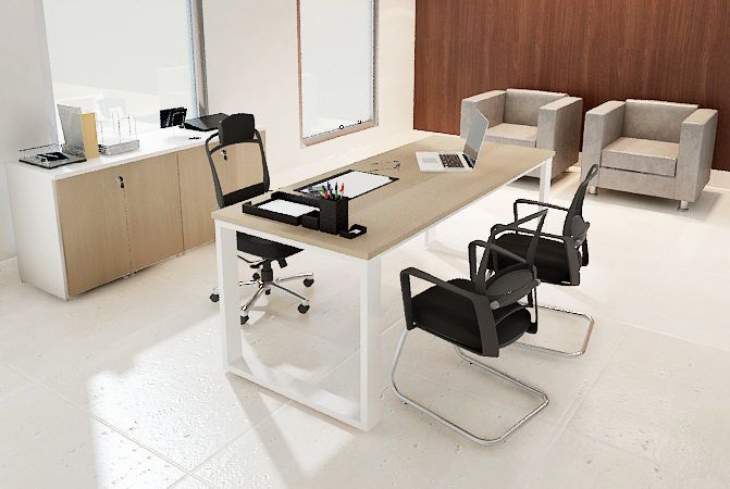 Mesa Escritório Diretoria Executiva Reta 1,60 x 0,80 x 0,75 m 36 mm Home Office