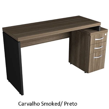 Mesa Reta Escritório Com 2 Gavetas + Pasta Suspensa Chave Corporativa 40 mm 1,34 x 0,60 m Home Office Corporativa