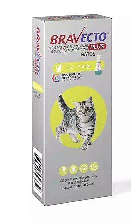 Antipulgas Bravecto Plus MSD Transdermal Gatos Até 1,2 a 2,8kg